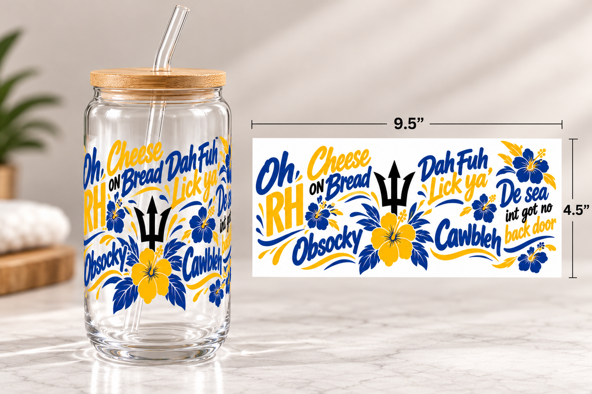 Bajan Sayings UV DTF Glass Wrap (Double Sided) | 16oz