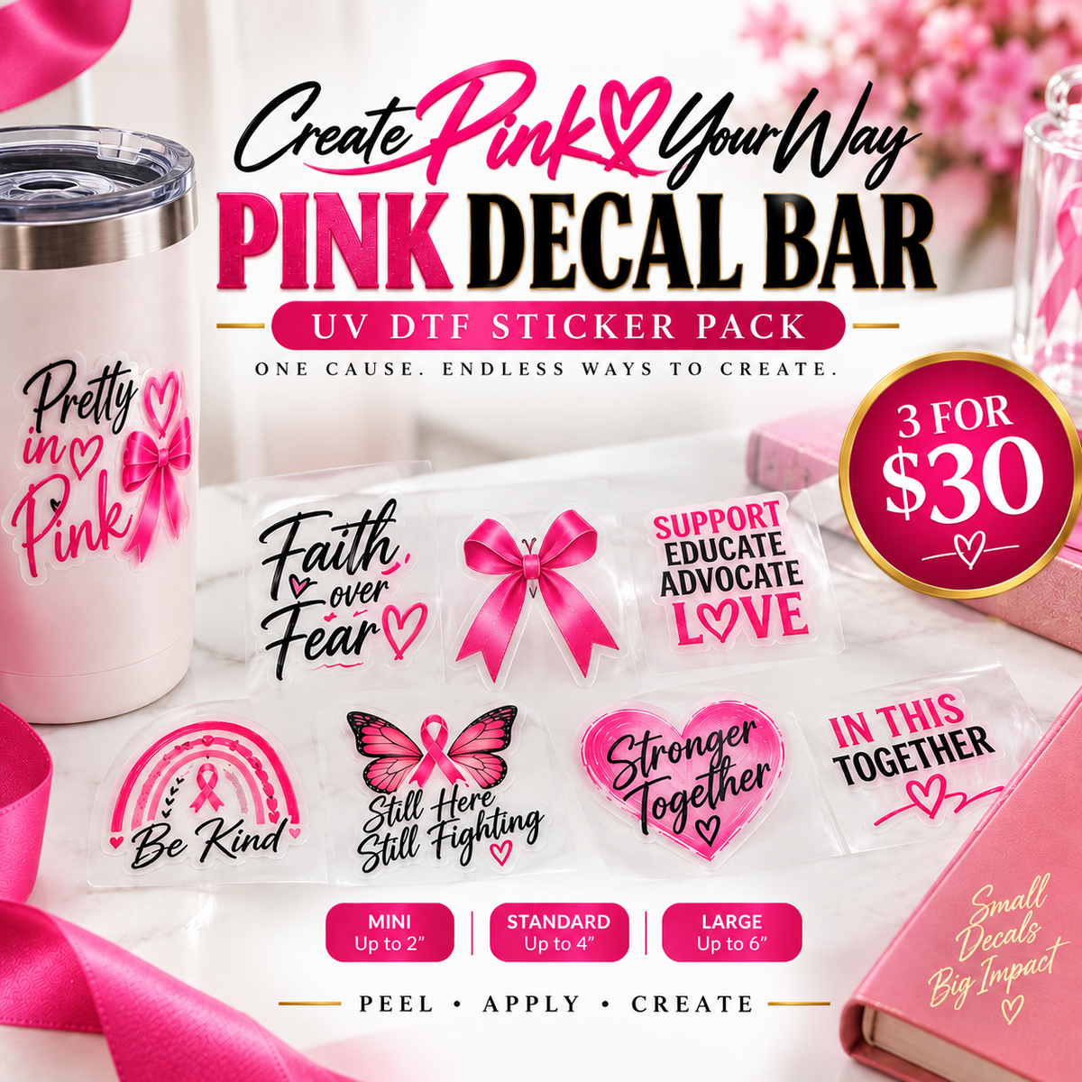 Pink Decal Bar (UV DTF Sticker Pack)